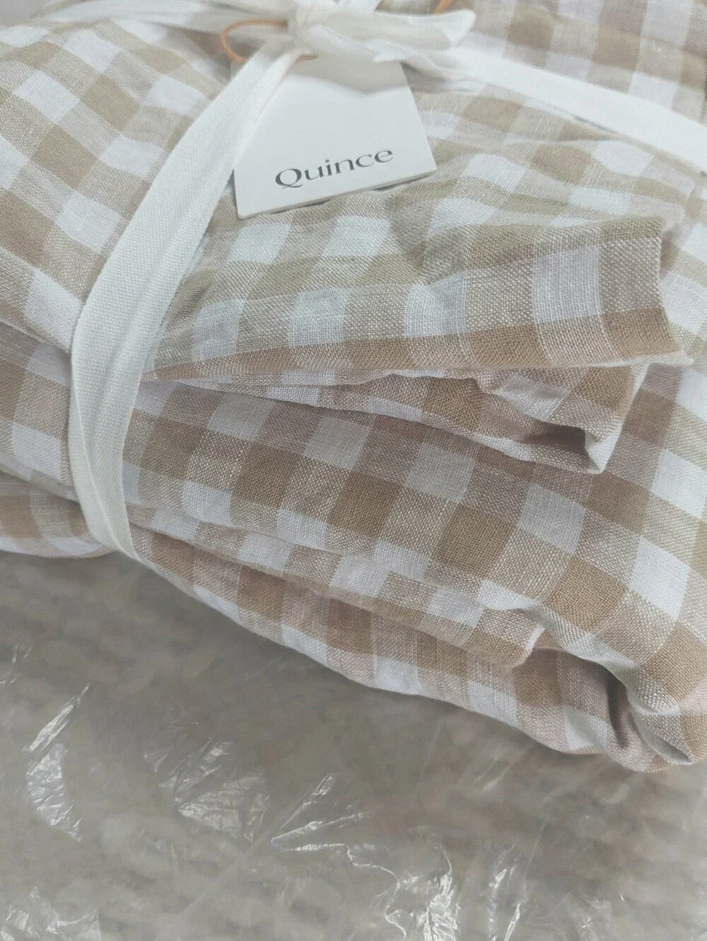 NWT! Quince European Linen Cafe Gingham Duvet Cover & 1 Sham! Sz. Twin(762)